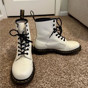1460 Vintage Made In England Dr. Martens White and Black Women's Lace-Up Boots